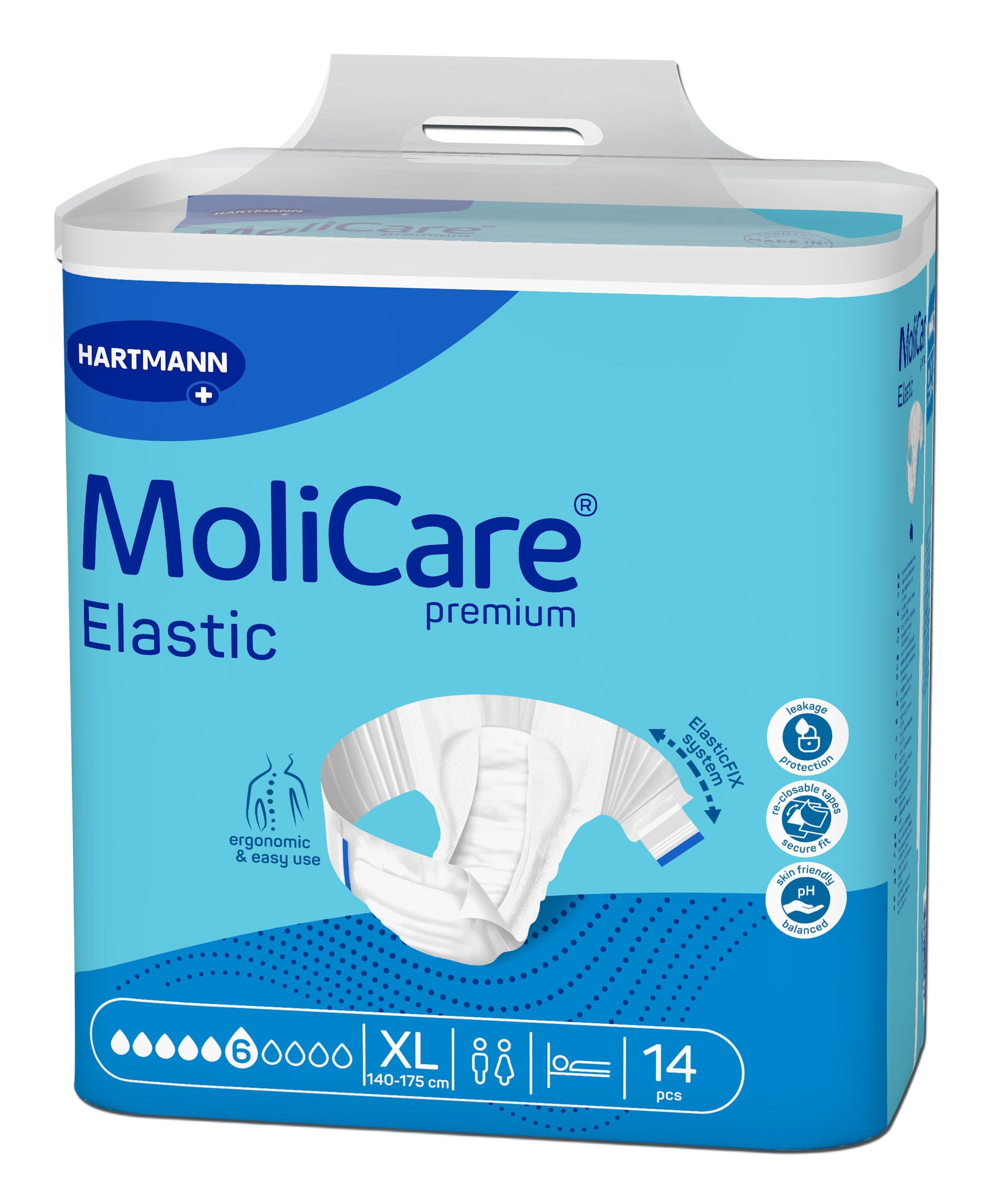 Molicare Hartmann 安加適 紙尿片 Elastic Tape Diapers 加大碼 彈性金裝 9 Drops 德國