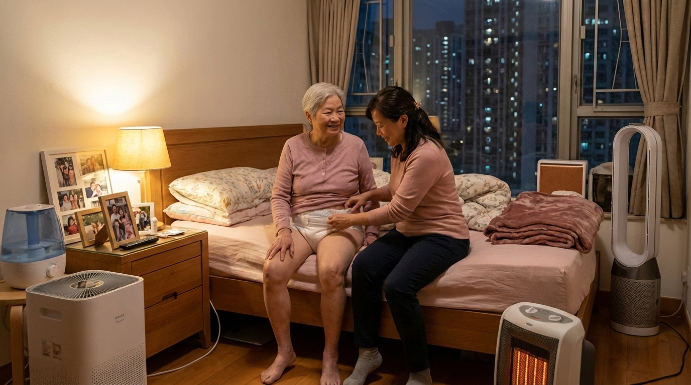 醫療級特強吸濕成人紙尿片示意圖 展示重度失禁護理與照顧者支援